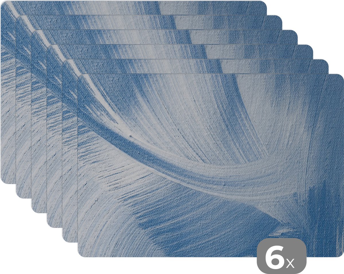 Placemat - Acrylverf - Blauw - Design - Tafel - Onderleggers -45x30 cm - 6 stuks