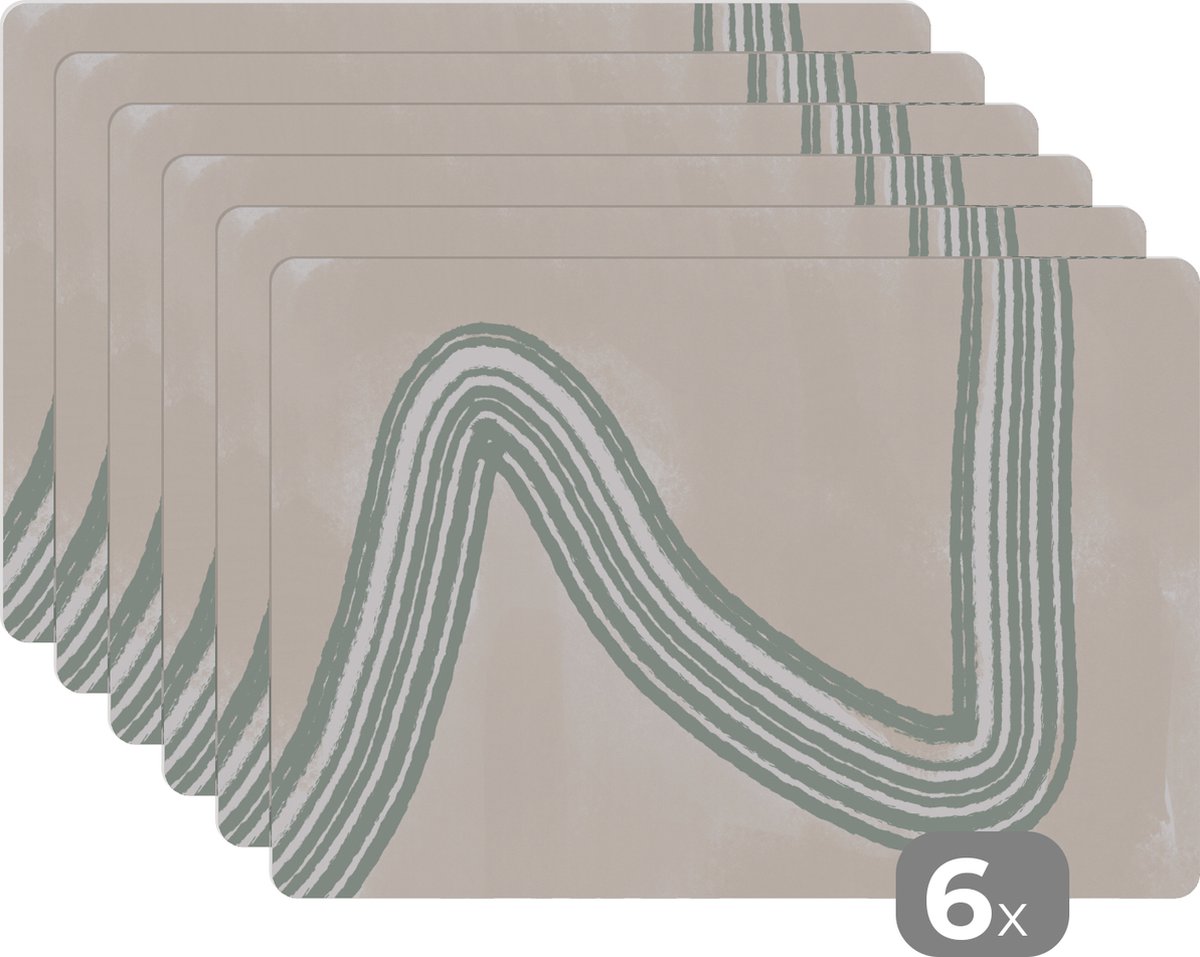 Placemat - Design - Abstract - Lijn - Onderleggers - Placemats - Tafel - 45x30 cm - 6 stuks