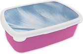 Broodtrommel Roze - Lunchbox - Brooddoos - Blauw - Acrylverf - Design - 18x12x6 cm - Kinderen - Meisje