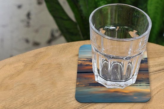 Sous- Sous-verres pour verres - Mer - Horizon - Couleurs - 10x10 cm - Sous-verres en verre - 6 pièces