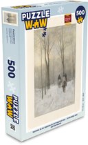 Puzzel Ruiters in de sneeuw in het Haagse Bos - Schilderij van Anton Mauve - Legpuzzel - Puzzel 500 stukjes