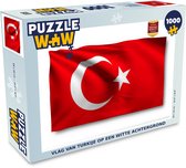 Puzzel Vlag van Turkije op een witte achtergrond - Legpuzzel - Puzzel 1000 stukjes volwassenen