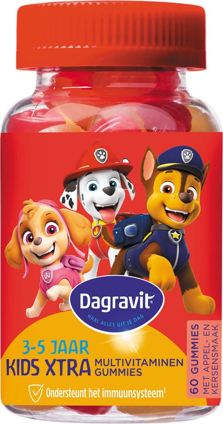 Dagravit Kids Paw Patrol 3-5 jaar multivitaminen - Vitamine C en mineraal zink dragen bij aan normaal functioneren van het immuunsysteem - 60 gummies