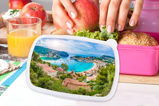Boîte à lunch Rose - Boîte à lunch - Boîte à lunch - Plage - Mer - Majorque - Espagne - 18x12x6 cm - Enfants - Fille - Cadeau Sinterklaas - Distribution de cadeaux pour enfants - Cadeaux chaussures Sinterklaas