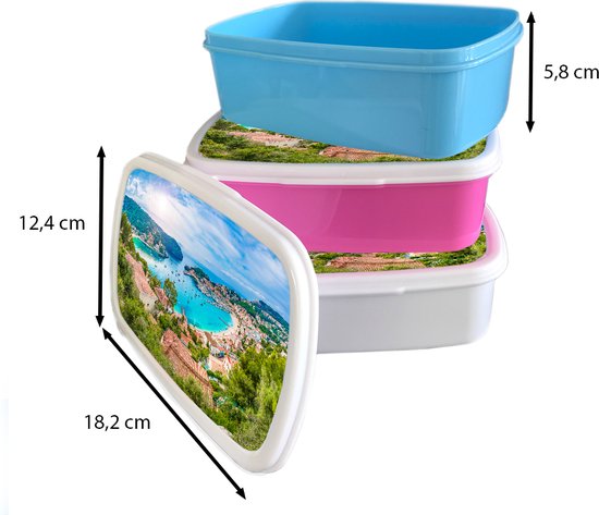 Boîte à lunch Rose - Boîte à lunch - Boîte à lunch - Plage - Mer - Majorque - Espagne - 18x12x6 cm - Enfants - Fille - Cadeau Sinterklaas - Distribution de cadeaux pour enfants - Cadeaux chaussures Sinterklaas