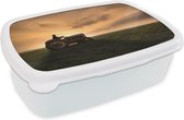 Broodtrommel Wit - Lunchbox - Brooddoos - Trekker - Boer - Mist - 18x12x6 cm - Volwassenen