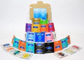 Ga wild met het Pasante Try-out pakket: 18 verschillende soorten condooms, 7 smaakjes en 2 zakjes glijmiddel - de ultieme condoomervaring!