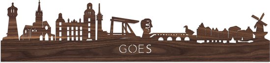 Skyline Goes Notenhout - 100 cm - Décoration d'intérieur design - Décoration murale