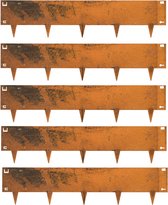 Borderrand Cortenstaal 106 x 24 cm - 5 stuks | Roestkleurige kantopsluiting voor in de tuin | Flexibel en buigbaar