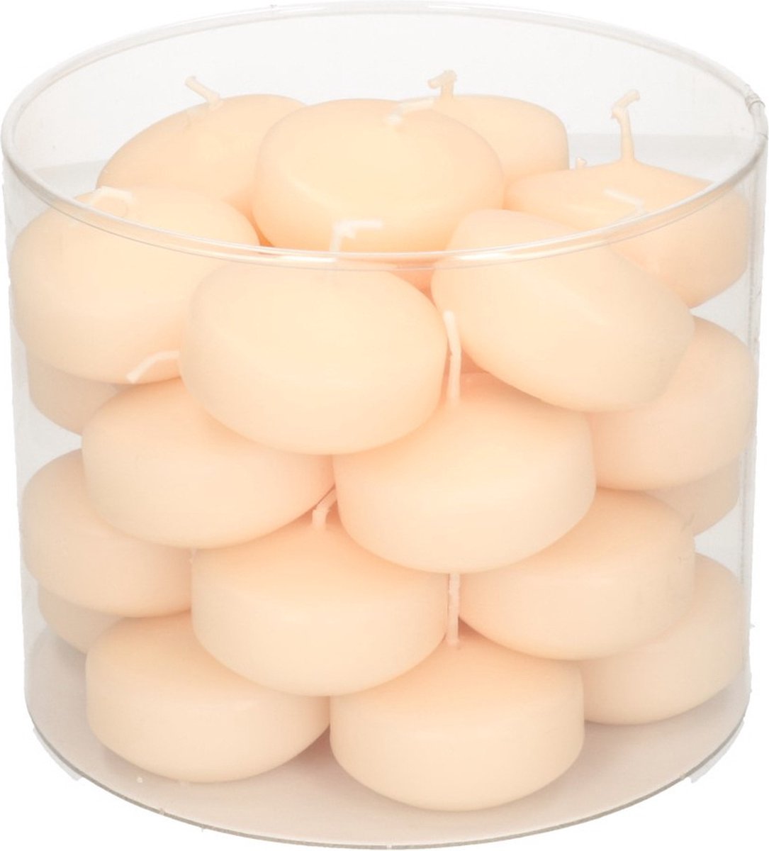 Enlightening Candles Drijfkaarsen - 28x stuks - creme wit - ca 4 branduren - dia 5 cm - sfeerkaarsen - geurloos