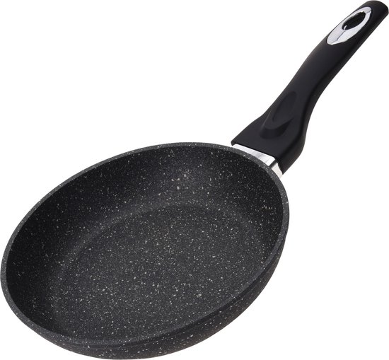 Zwarte koekenpan met anti-aanbak laag 20 cm - Keukenbenodigdheden - Kookbenodigdheden - Koken - Vlees/pannenkoeken braden/bakken - Pannen - Aluminium koekenpannen