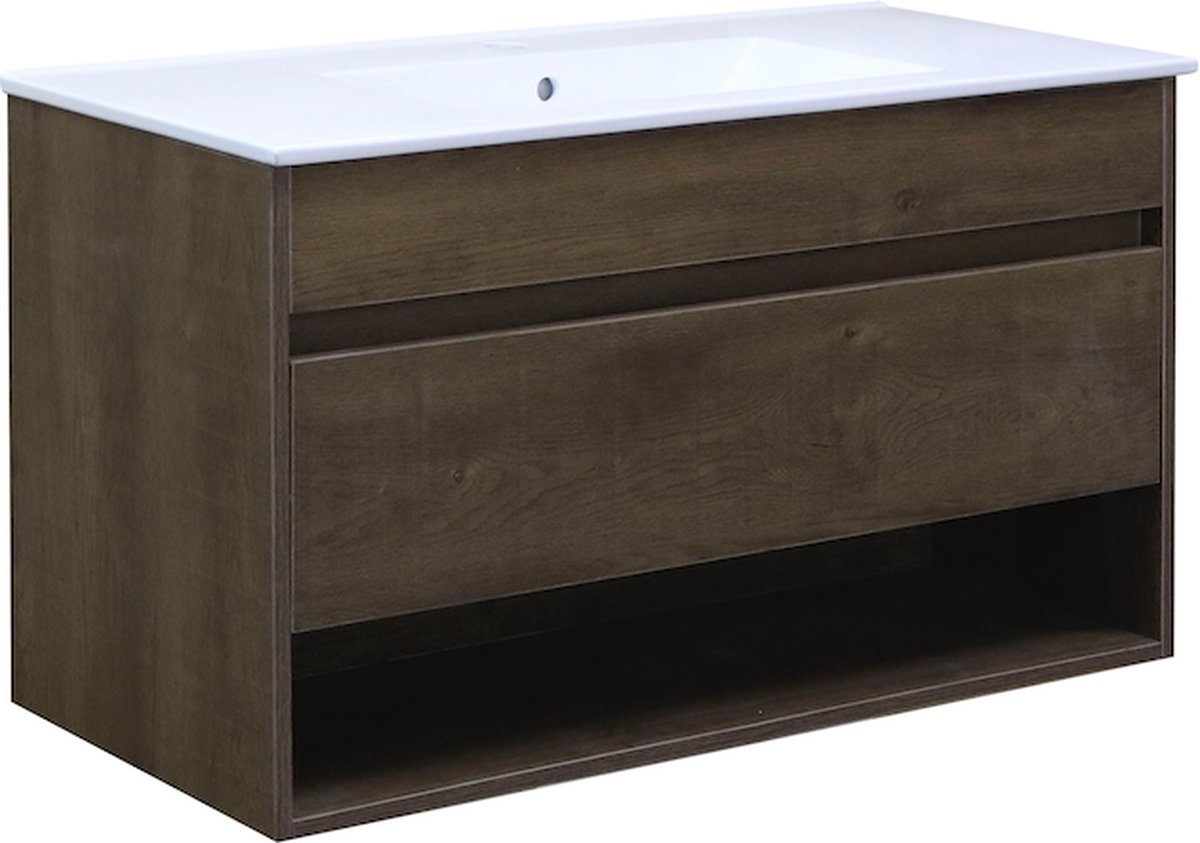 WOON-DISCOUNTER.NL - Badmeubel Ranua 100 - Mat wit - 301507-wastafel-onderkast
