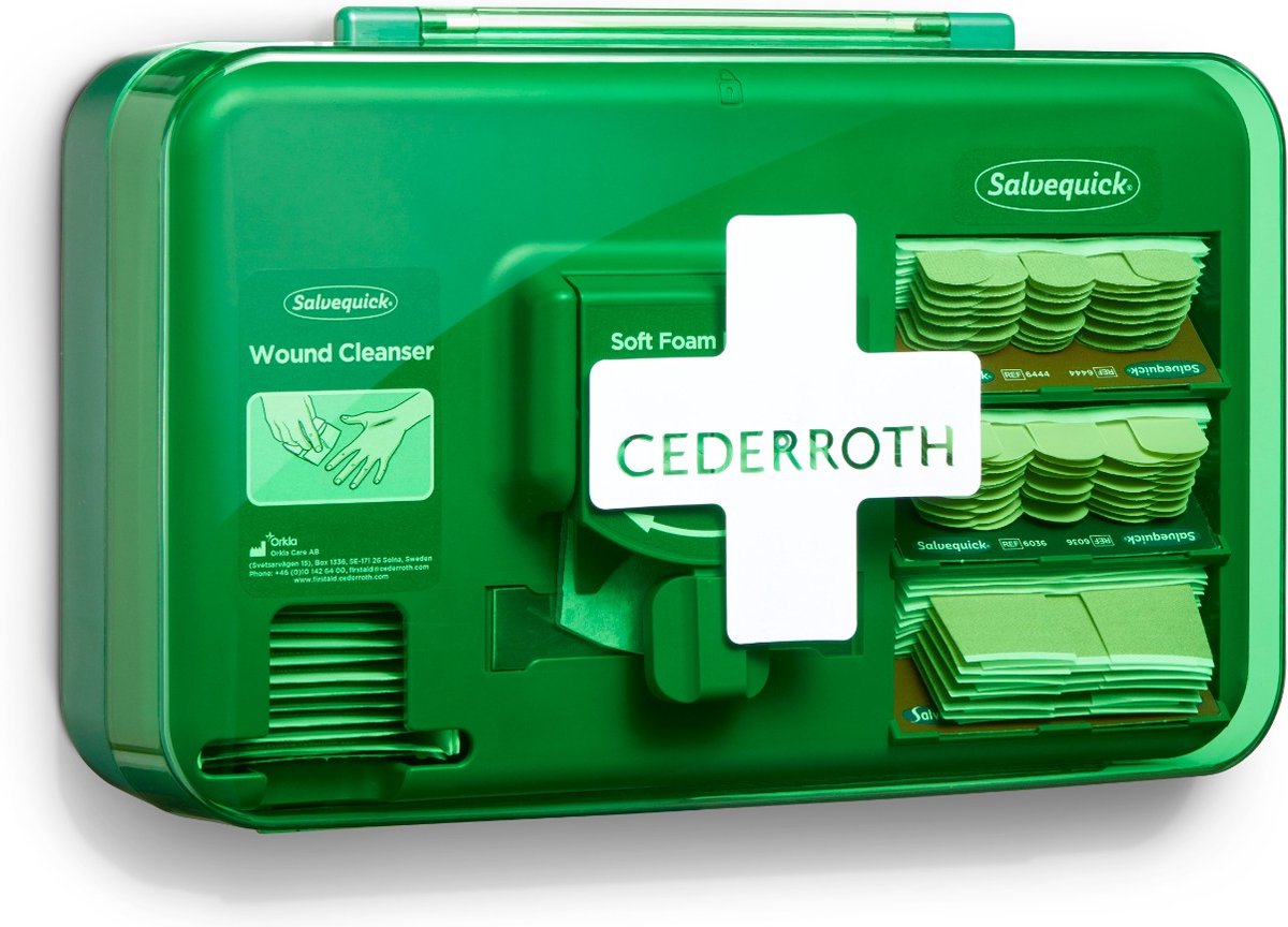 Goedkoopste Cederroth - Wound care Dispenser - Wondbehandeling - station met pleisters en wondreinigingsdoekjes.