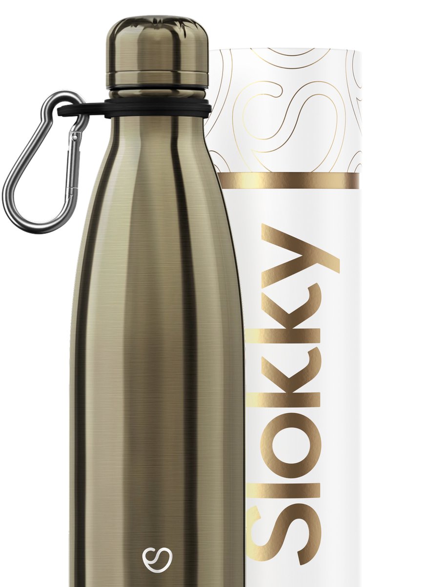 Slokky - Element Bronze Thermosfles & Mono Black Karabijnhaak - 500ml