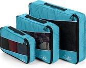 Sunflake Packing Cubes Set - 3 stuks - Geschikt voor Handbagage, Backpack & Koffer - Kerstcadeau voor Vrouwen & Mannen - Blauw