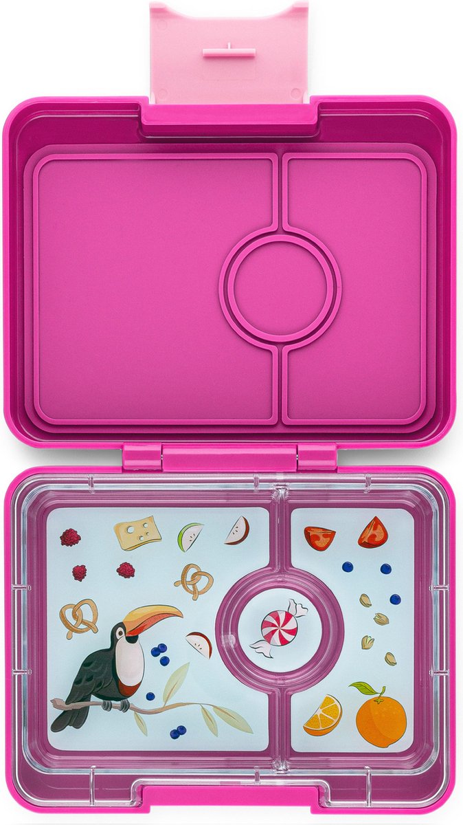 Yumbox Snack - lekvrije Bento box lunchbox - 3 vakken - Malibu paars / Toucan tray