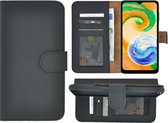 Samsung Galaxy A04s Hoesje - Bookcase - Samsung A04s Book Case Wallet Echt Leer Zwart Cover