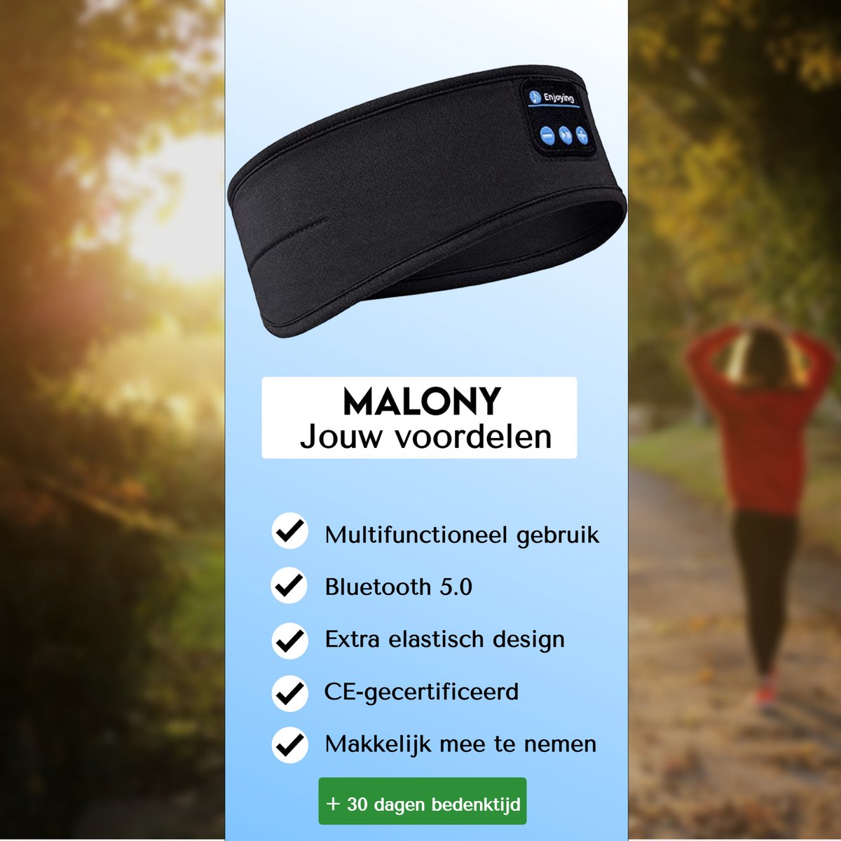 Malony Slaapmasker Bluetooth - Slaaptrainer - Hoofdband - Oogmasker - Oplaadbaar - Uitwasbaar - Zwart — afbeelding 9