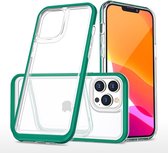 Hoesje Geschikt voor iPhone 14 Hoesje met bumper - Shockproof case – Groen / Transparant