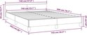 Dimensions du cadre de lit gris foncé : largeur 146 cm, profondeur 203 cm, hauteur de tête de lit 50 cm, hauteur de bordure de lit 25 cm.