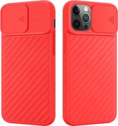 Cadorabo Hoesje geschikt voor Apple iPhone 12 PRO MAX in MAT ROOD - Beschermhoes van flexibel TPU-silicone en met camerabescherming Case Cover Etui