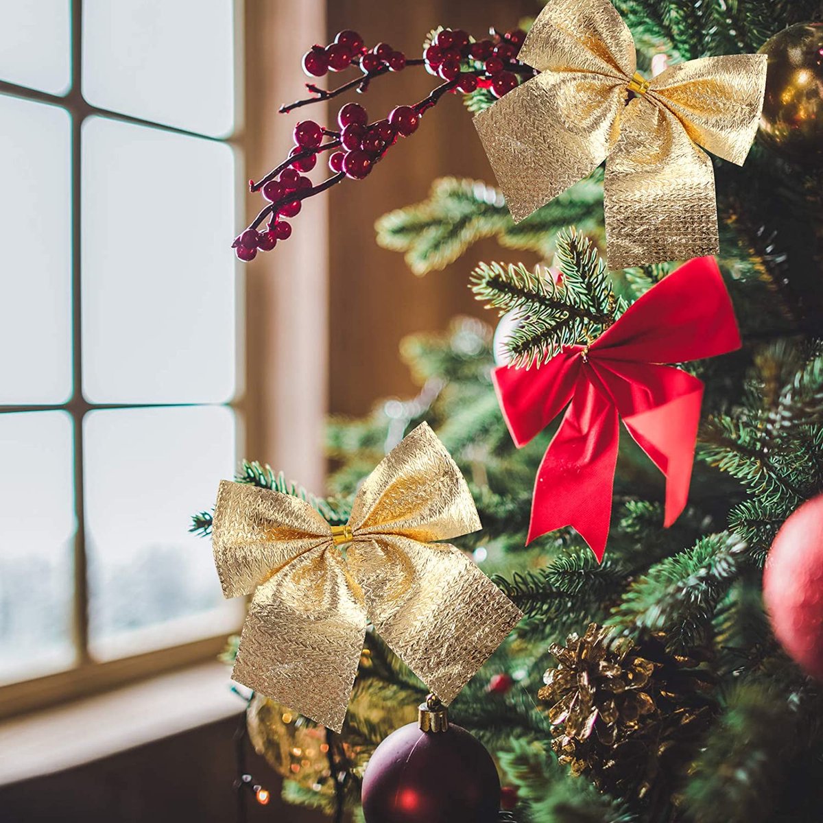 Set van 10 decoratieve strikken voor in de kerstboom
