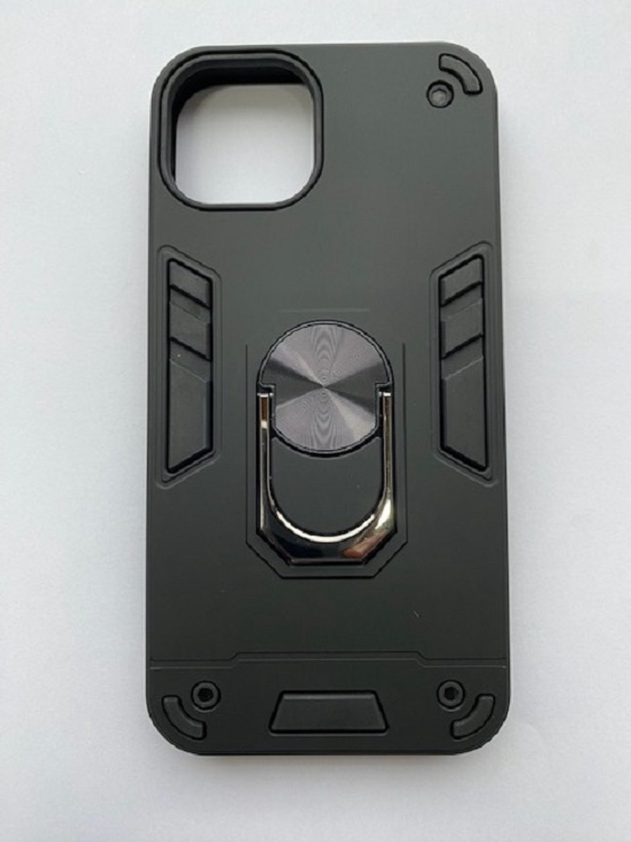 iPhone 13 Kickstand Shockproof / Ati Shock / Magneet TPU zwart hoesje