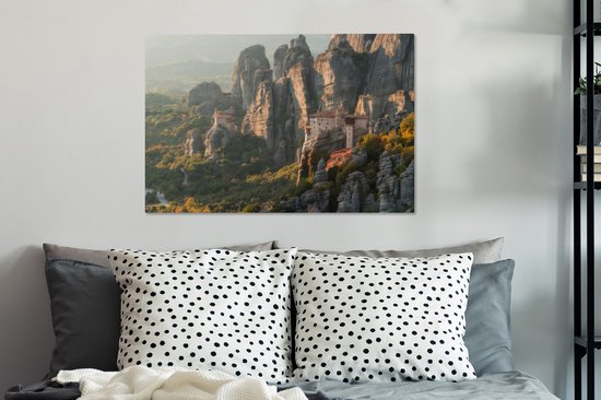Lever du soleil aux monastères des Météores en Grèce Toile 60x40 cm - Tirage photo sur toile (Décoration murale salon / chambre)