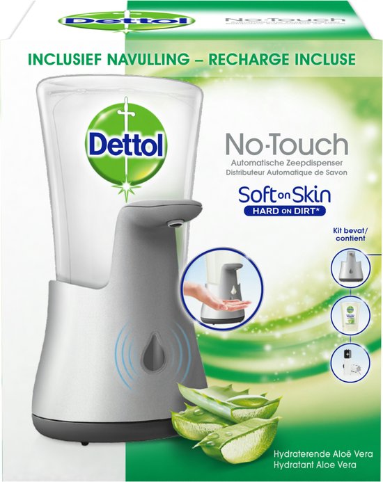 Dettol - Handzeep - Automatische Zeepdispenser - No Touch - met navulling Hydraterende Aloë Vera 250ml - Antibacterieel