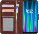 Hoes Geschikt voor OnePlus Nord CE 2 Lite Hoesje Book Case Hoes Flip Cover Wallet Bookcase - Bruin.