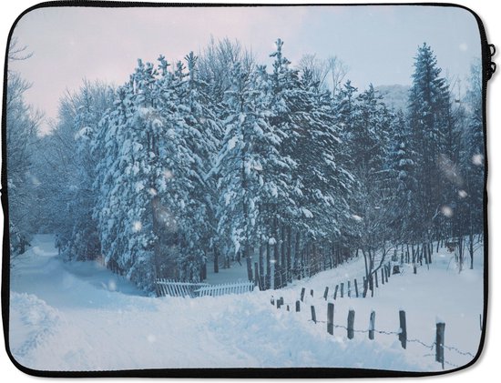 Housse pour ordinateur portable 17 pouces - Forêt - Neige - Hiver - Housse pour ordinateur portable