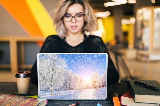 Autocollant pour ordinateur portable - 12,3 pouces - Neige - Soleil - Hiver - 30x22cm - Autocollants pour ordinateur portable - Skin pour ordinateur portable - Housse