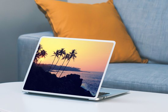 Sticker pour ordinateur portable - 12,3 pouces - Mer - Palmier - Soir - Paysage - 30x22cm - Autocollants pour ordinateur portable - Skin pour ordinateur portable - Housse