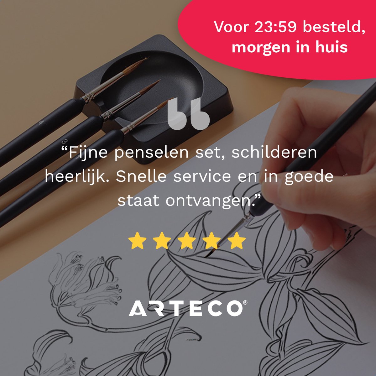 ARTECO® 10 Fijne Penselen - Penselenset - Penselen - Kwasten – Kalligrafie, Schilderen op Nummer, Miniatuur — afbeelding 10