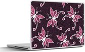 Laptop sticker - 10.1 inch - Vlinders - Patronen - Roze - 25x18cm - Laptopstickers - Laptop skin - Cover
