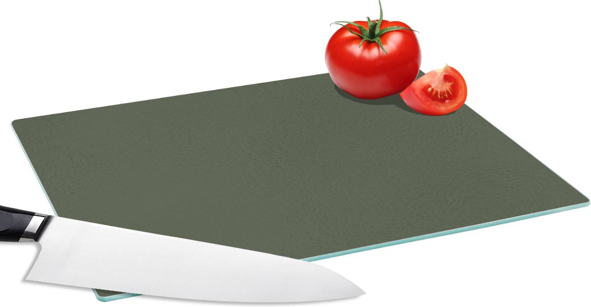 Glazen Snijplank - 28x20 - Groen - Effen kleur - Olijfgroen - Snijplanken Glas