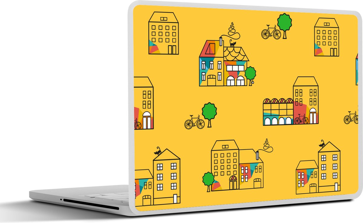 Laptop sticker - 17.3 inch - Zomer - Patronen - City - 40x30cm - Laptopstickers - Laptop skin - Cover