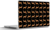 Laptop sticker - 12.3 inch - Patroon - Hert - Zwart - Bruin - 30x22cm - Laptopstickers - Laptop skin - Cover