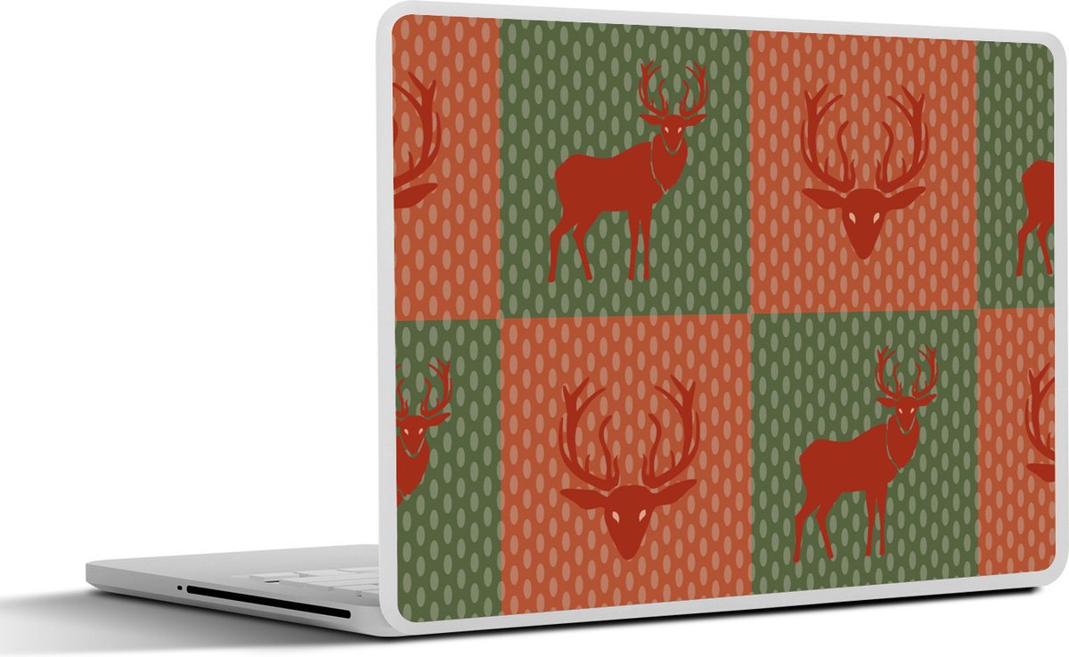 Laptop sticker - 10.1 inch - Patroon - Hert - Groen - Rood - 25x18cm - Laptopstickers - Laptop skin - Cover