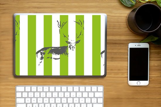 Autocollant pour ordinateur portable - 14 pouces - Motif - Cerf - Rayures - 32x5x23x5cm - Autocollants pour ordinateur portable - Peau pour ordinateur portable - Couverture