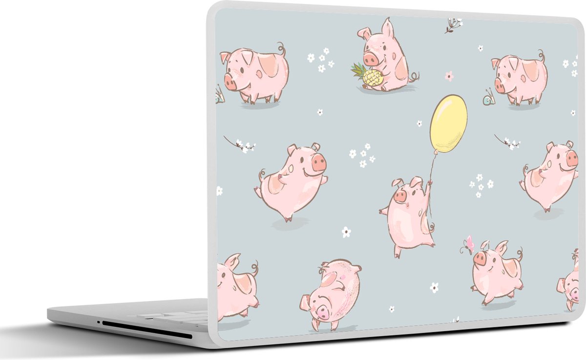 Laptop sticker - 12.3 inch - Patronen - Varkens - Ballonnen - 30x22cm - Laptopstickers - Laptop skin - Cover