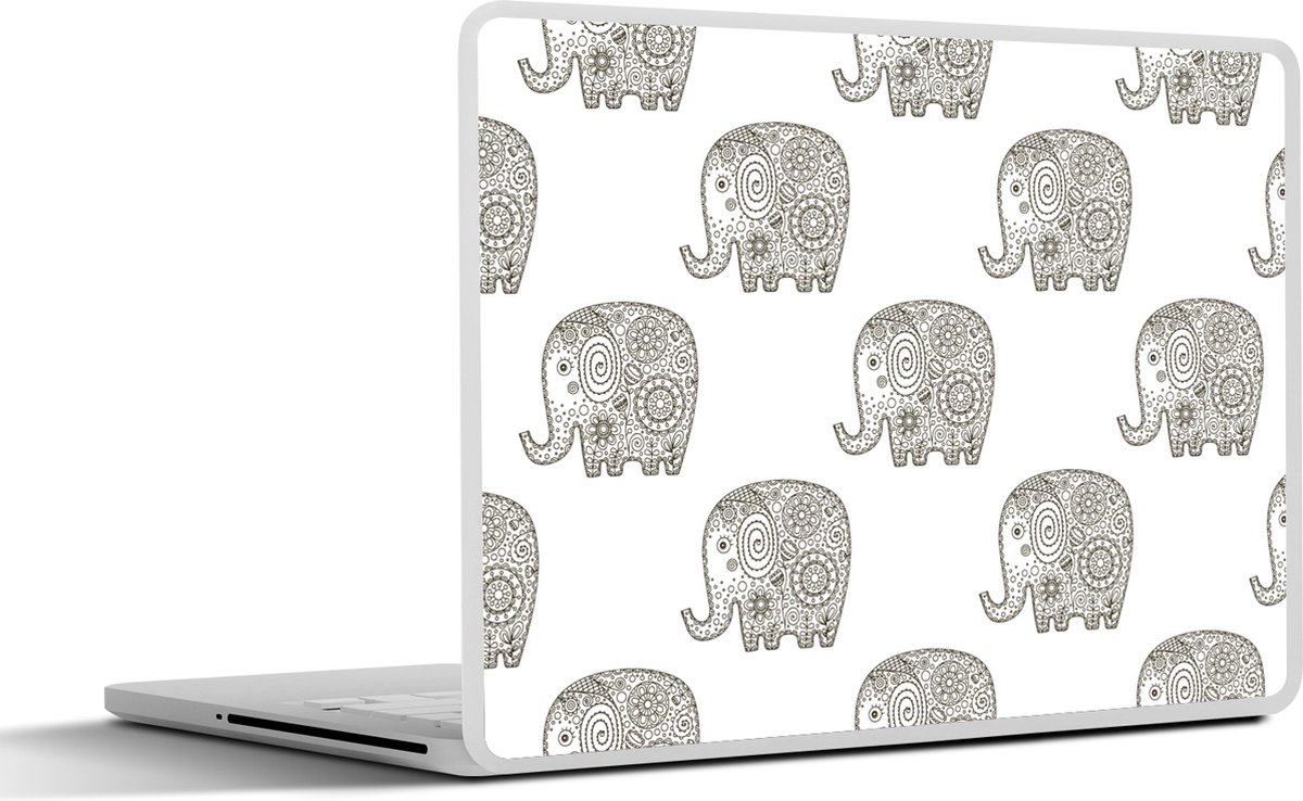 Laptop sticker - 15.6 inch - Doodle - Olifant - Design - 36x27,5cm - Laptopstickers - Laptop skin - Cover
