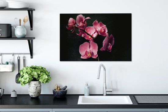 Toile Peinture Plantes - Orchidée - Fleurs - Rose - 90x60 cm - Décoration murale