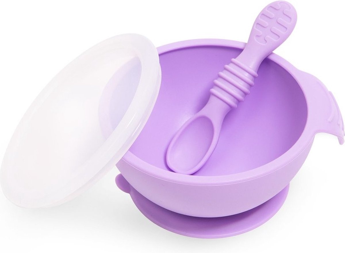 Goedkoopste Siliconen Baby's Eerste Eetset - Paars