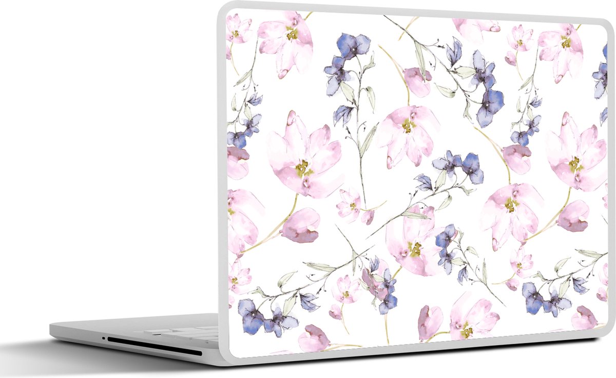 Laptop sticker - 10.1 inch - Bloemen - Waterverf - Bohemian - Patroon - 25x18cm - Laptopstickers - Laptop skin - Cover