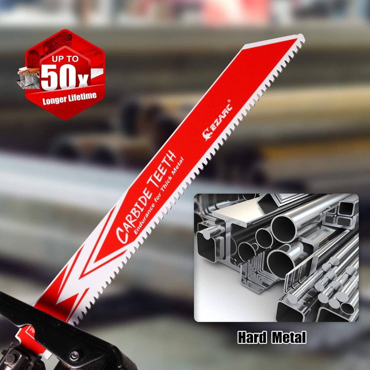 EZARC 8TPI 225 mm hardmetalen reciprozaagblad R978HM 10-delig