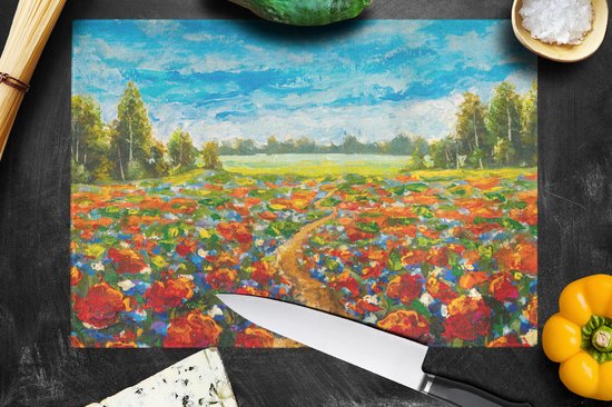 Planche à découper en Verres - 39x28 - Peinture - Peinture à l'huile - Fleurs - Nature - Planches à découper en Glas