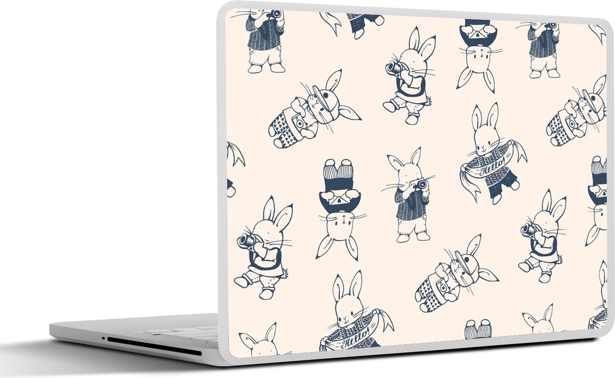 Laptop sticker - 15.6 inch - Konijnen - Vintage - Patronen - 36x27,5cm - Laptopstickers - Laptop skin - Cover