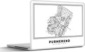 Laptop sticker - 14 inch - Stadskaart – Zwart Wit - Kaart – Purmerend – Nederland – Plattegrond - 32x5x23x5cm - Laptopstickers - Laptop skin - Cover