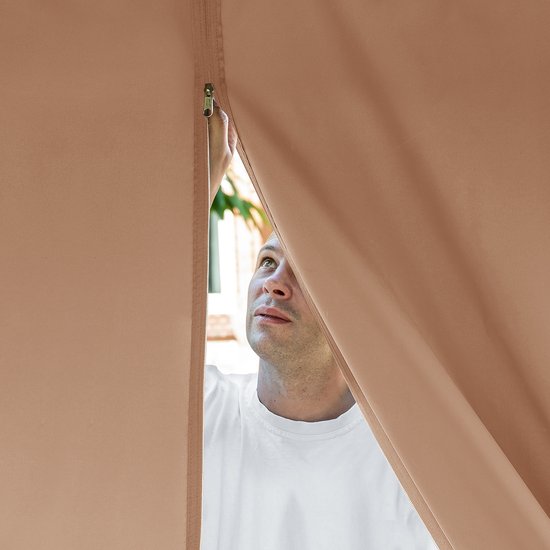 Tuinpaviljoen 3x4 m aluminium premium ca. 220 g/m² dakzeil waterdicht paviljoen 4 zijwanden taupe tuintent ca. 9x9 cm profiel